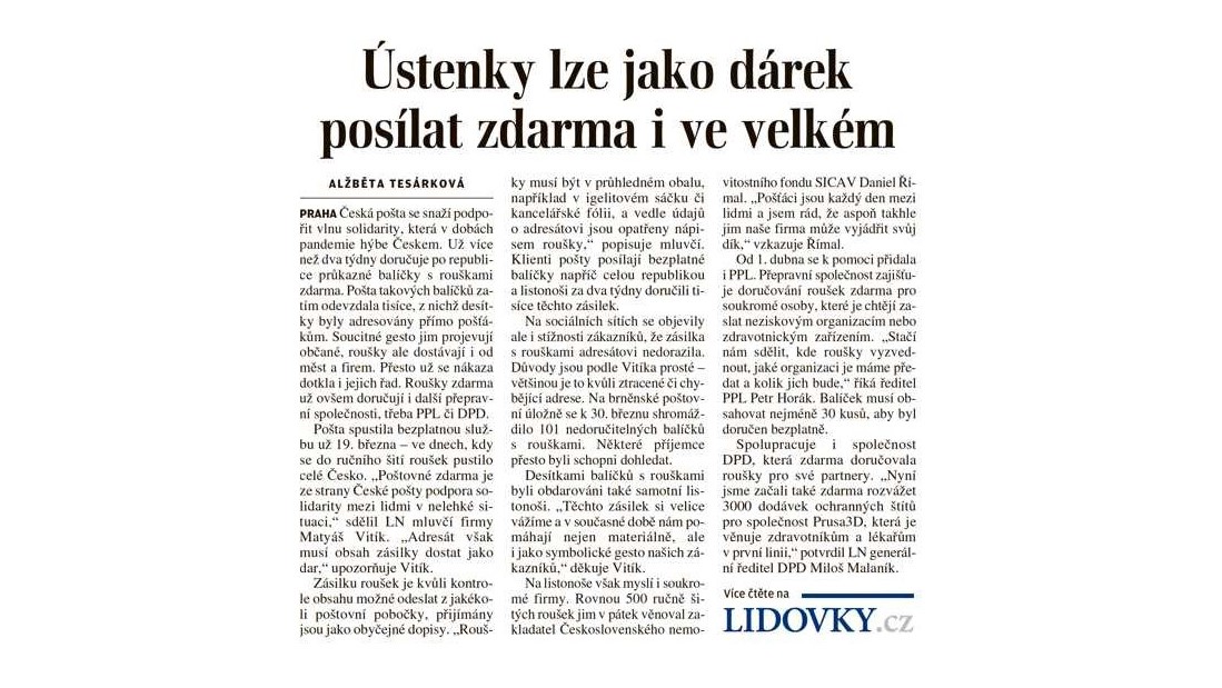 Článek Lidové noviny