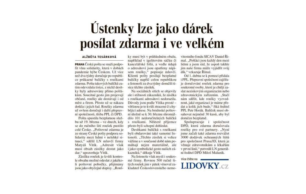 Článek Lidové noviny